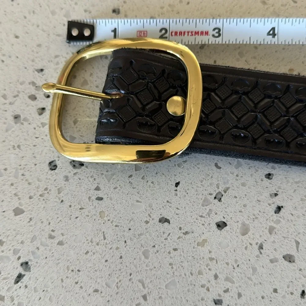 Genuine Leather Men’s Black Embossed Work Casual Belt Size 38